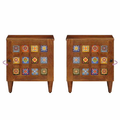 vidaXL Nachttisch 2 pcs Braun 40 x 33 x 46 cm Massivholz Mango
