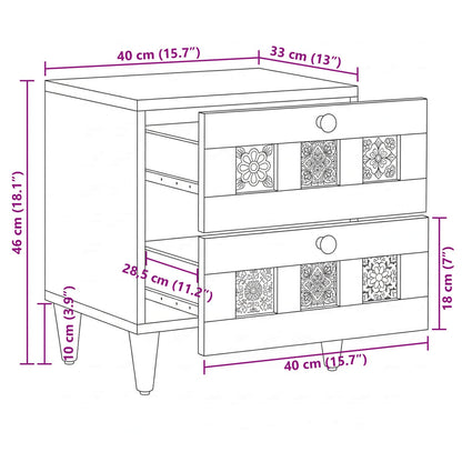 Nachttisch 2 pcs Braun 40 x 33 x 46 cm Massivholz Mango