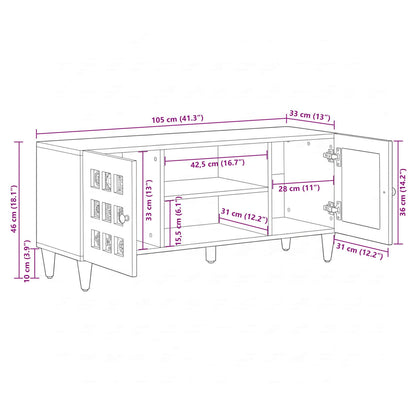 vidaXL TV-Schränk mit Regal Walnuss 105 x 33 x 46 cm Massivholz Mango