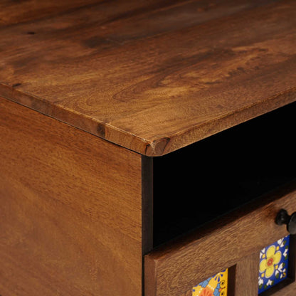 vidaXL TV-Schränk mit Regal Walnuss 70 x 33 x 46 cm Massivholz Mango