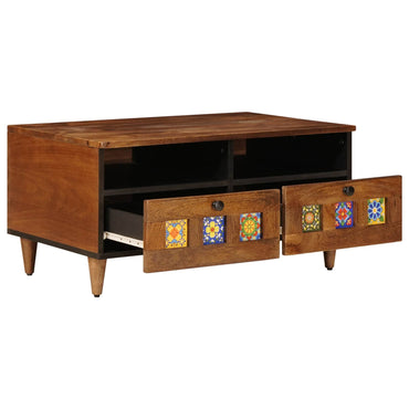 vidaXL TV-Schränk mit Regal Walnuss 70 x 33 x 46 cm Massivholz Mango