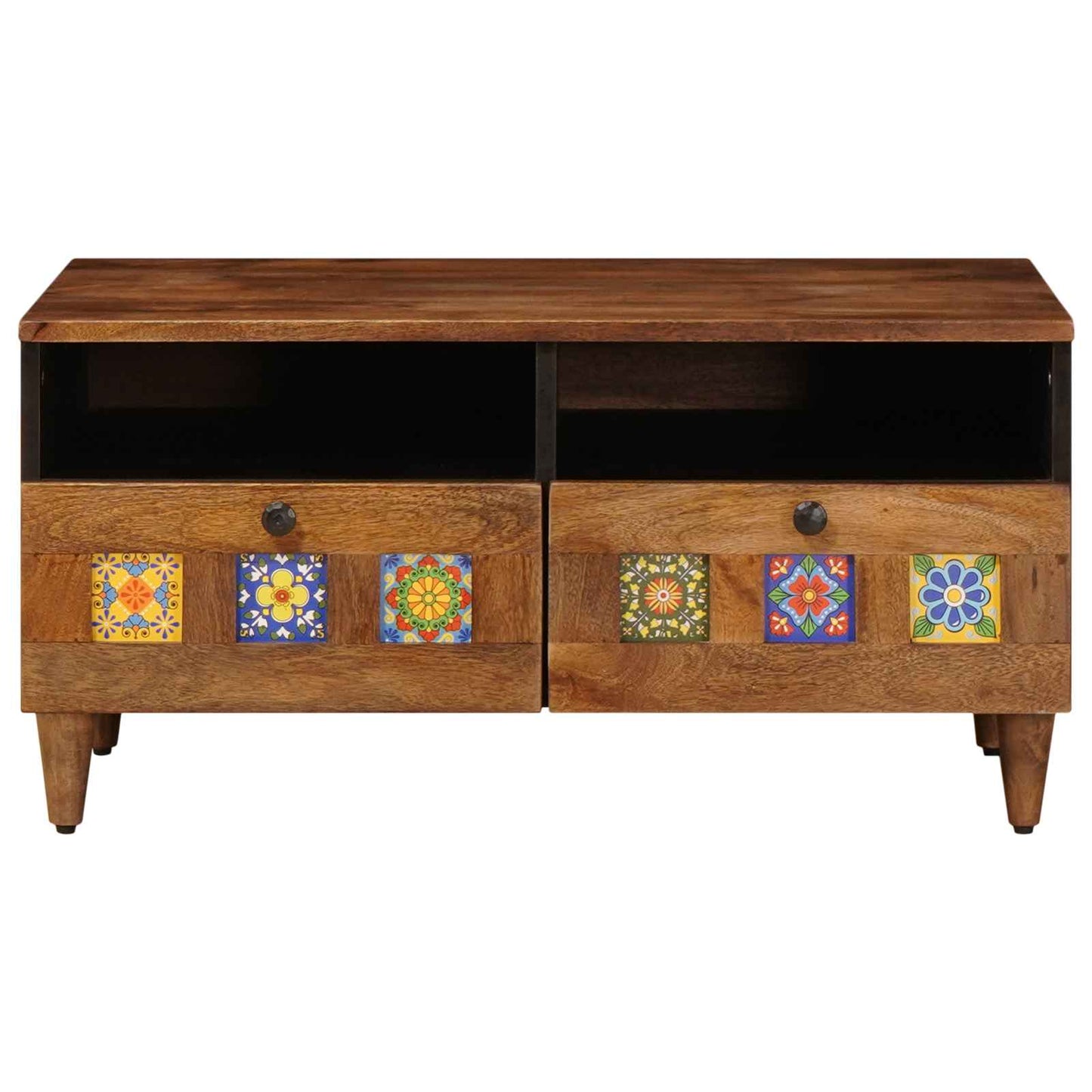 vidaXL TV-Schränk mit Regal Walnuss 70 x 33 x 46 cm Massivholz Mango