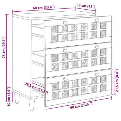 vidaXL Sideboard Walnuss 60 x 33 x 75 cm Massivholz Mango