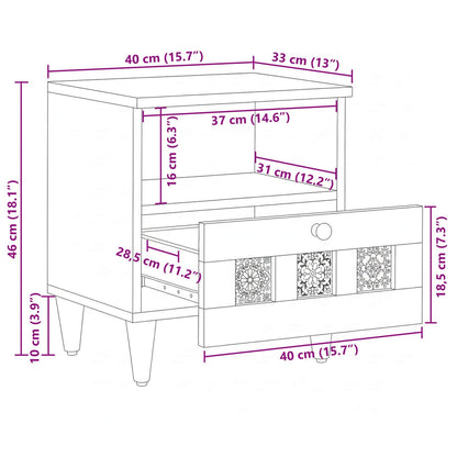 Nachttisch 2 pcs Braun 40 x 33 x 46 cm Massivholz Mango