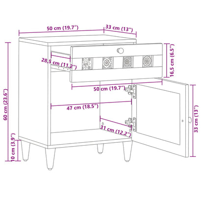 vidaXL Nachttisch Braun 50 x 33 x 60 cm Massivholz Mango