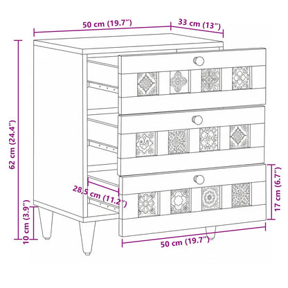 Nachttisch Braun 50 x 33 x 62 cm Massivholz Mango