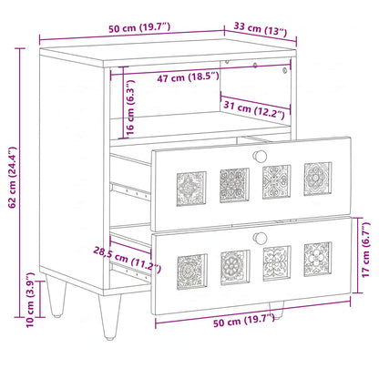 vidaXL Nachttisch Braun 50 x 33 x 62 cm Massivholz Mango