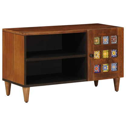 vidaXL TV-Schränk mit Tür Walnuss 80 x 33 x 46 cm Massivholz Mango
