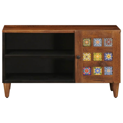 vidaXL TV-Schränk mit Tür Walnuss 80 x 33 x 46 cm Massivholz Mango