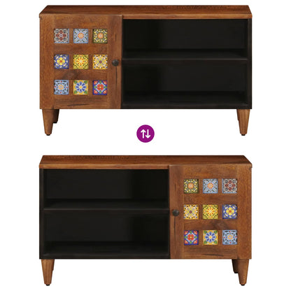 vidaXL TV-Schränk mit Tür Walnuss 80 x 33 x 46 cm Massivholz Mango