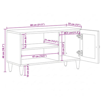 vidaXL TV-Schränk mit Tür Walnuss 80 x 33 x 46 cm Massivholz Mango