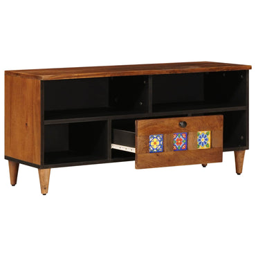 vidaXL TV-Schränk mit Regal Walnuss 100 x 33 x 46 cm Massivholz Mango