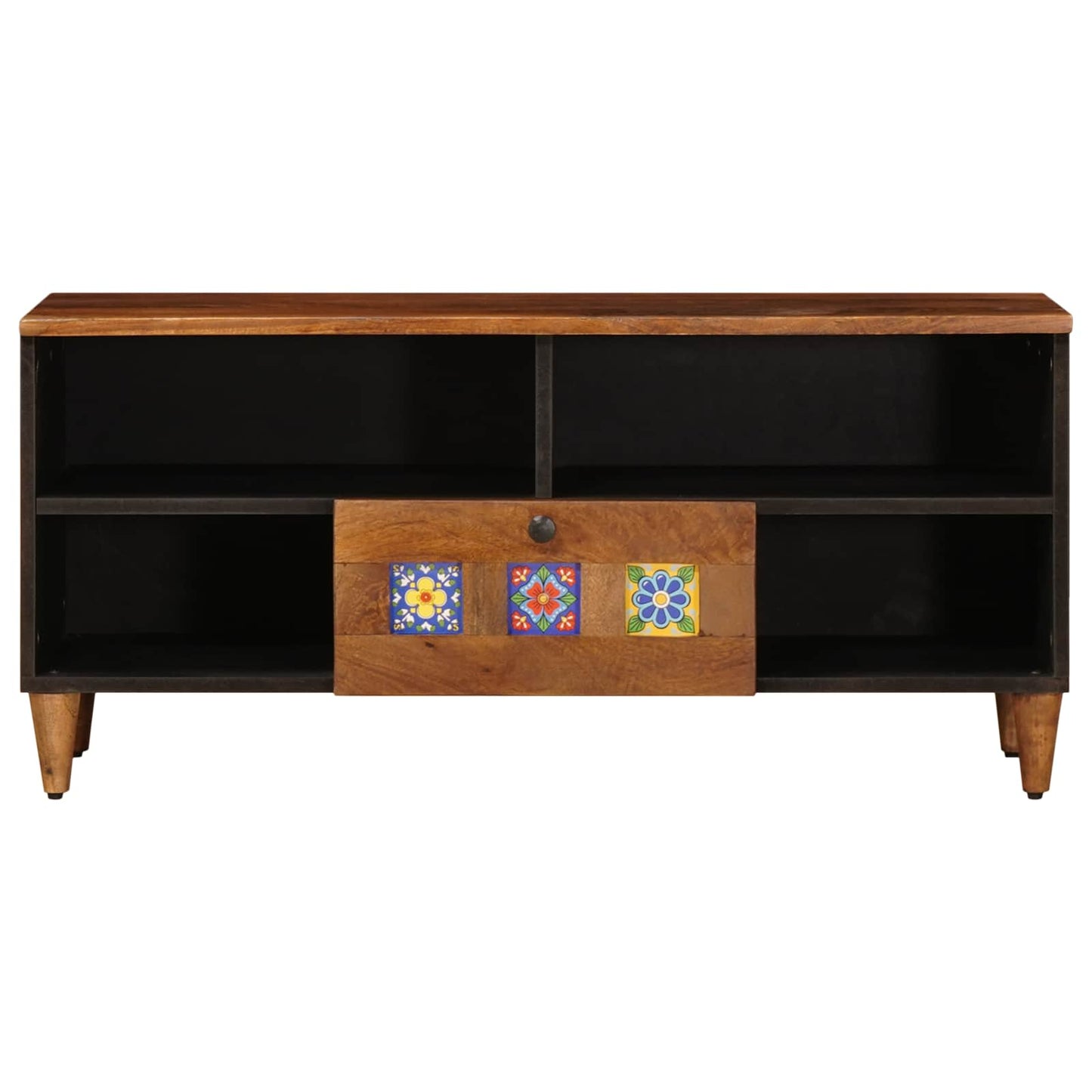 vidaXL TV-Schränk mit Regal Walnuss 100 x 33 x 46 cm Massivholz Mango