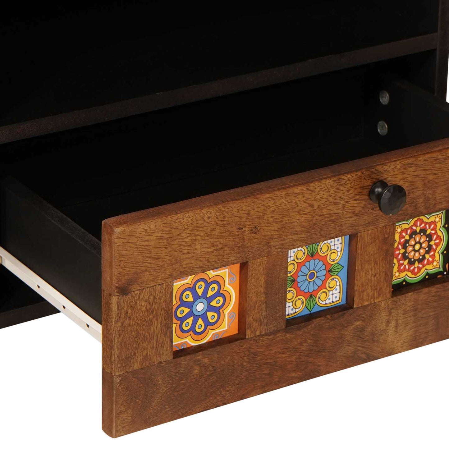 vidaXL TV-Schränk mit Regal Walnuss 80 x 33 x 46 cm Massivholz Mango
