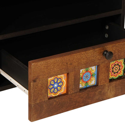 vidaXL TV-Schränk mit Regal Walnuss 80 x 33 x 46 cm Massivholz Mango