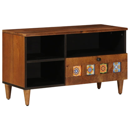 vidaXL TV-Schränk mit Regal Walnuss 80 x 33 x 46 cm Massivholz Mango