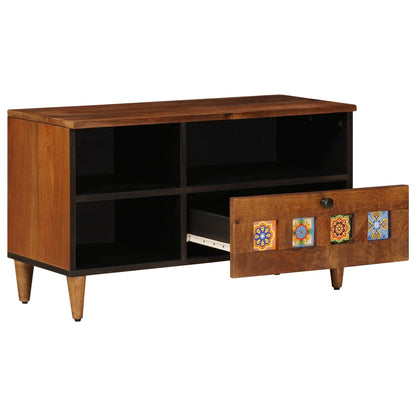 vidaXL TV-Schränk mit Regal Walnuss 80 x 33 x 46 cm Massivholz Mango
