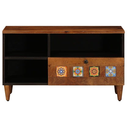 vidaXL TV-Schränk mit Regal Walnuss 80 x 33 x 46 cm Massivholz Mango
