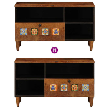 vidaXL TV-Schränk mit Regal Walnuss 80 x 33 x 46 cm Massivholz Mango