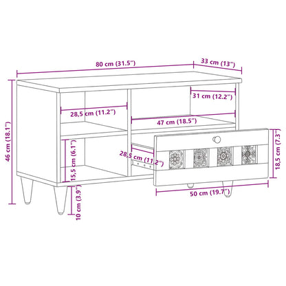 vidaXL TV-Schränk mit Regal Walnuss 80 x 33 x 46 cm Massivholz Mango