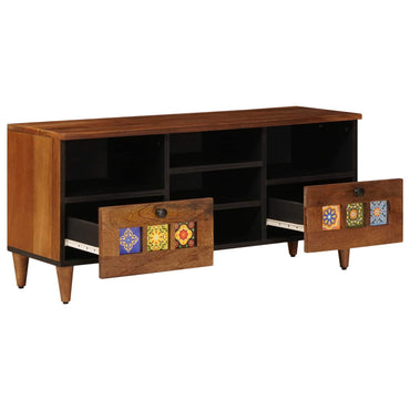 vidaXL TV-Schränk mit Regal Walnuss 100 x 33 x 46 cm Massivholz Mango