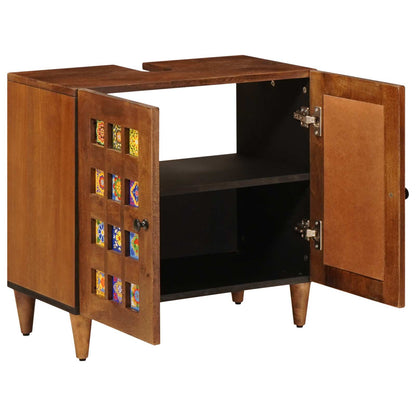 Waschbeckenschrank mit Speicher mit Tür Walnuss 62 x 33 x 58 cm