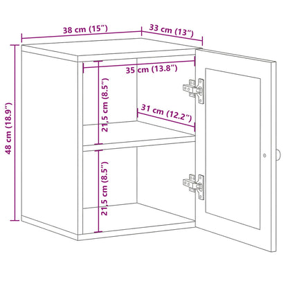 Badezimmer Hängeschrank mit Speicher Walnuss 38 x 33 x 48 cm