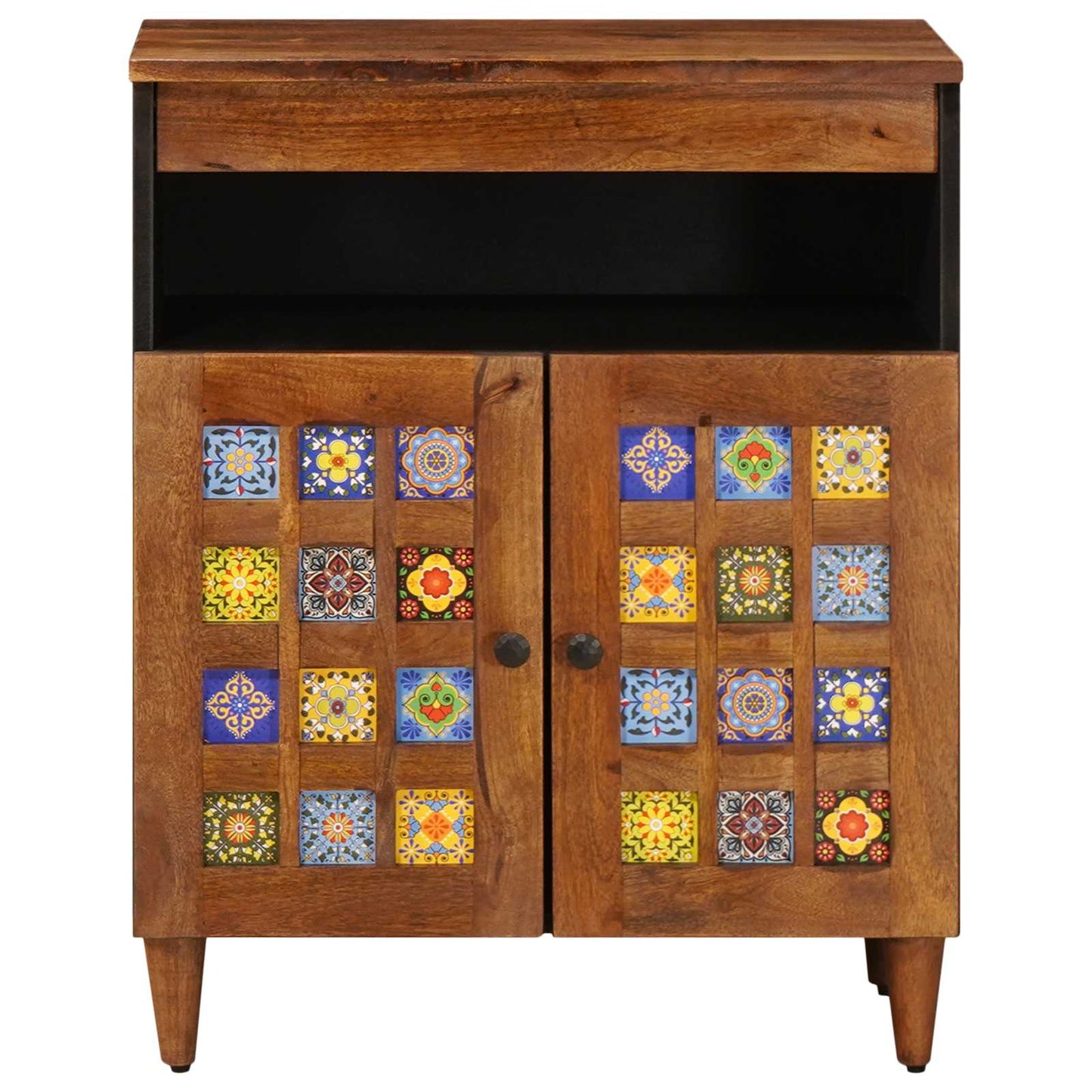 Sideboard mit Speicher Walnuss 60 x 33 x 75 cm Massivholz Mango