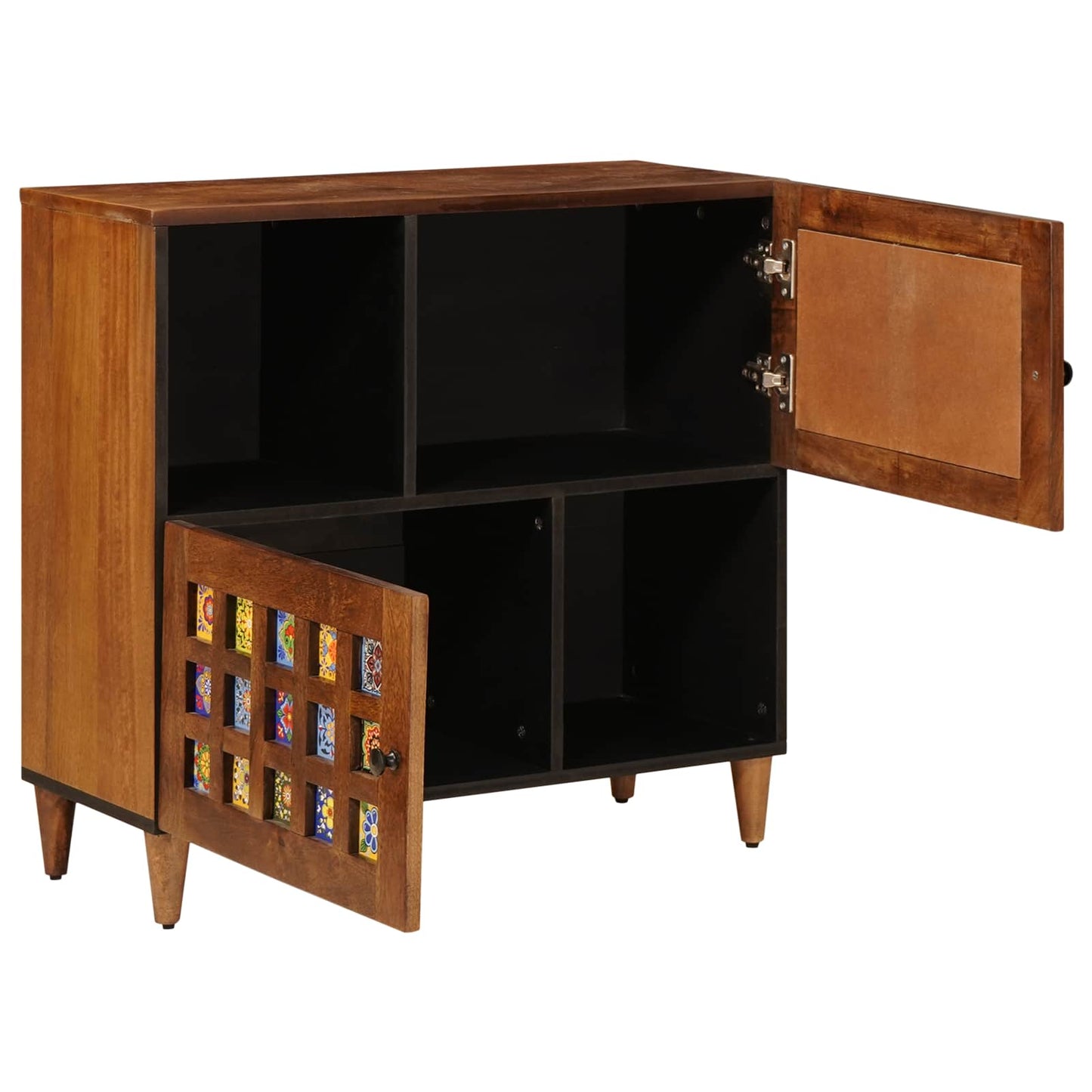 Sideboard mit Speicher Walnuss 80 x 33 x 75 cm Massivholz Mango