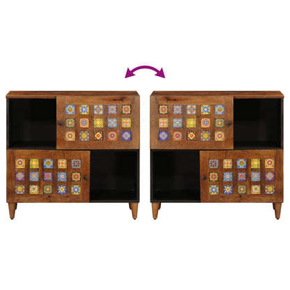 Sideboard mit Speicher Walnuss 80 x 33 x 75 cm Massivholz Mango