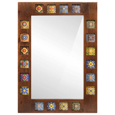 vidaXL Badezimmer Spiegel Walnuss 50 x 70 x 2,5 cm Massivholz Mango