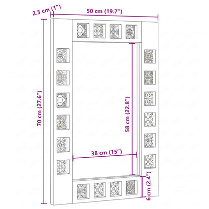 vidaXL Badezimmer Spiegel Walnuss 50 x 70 x 2,5 cm Massivholz Mango
