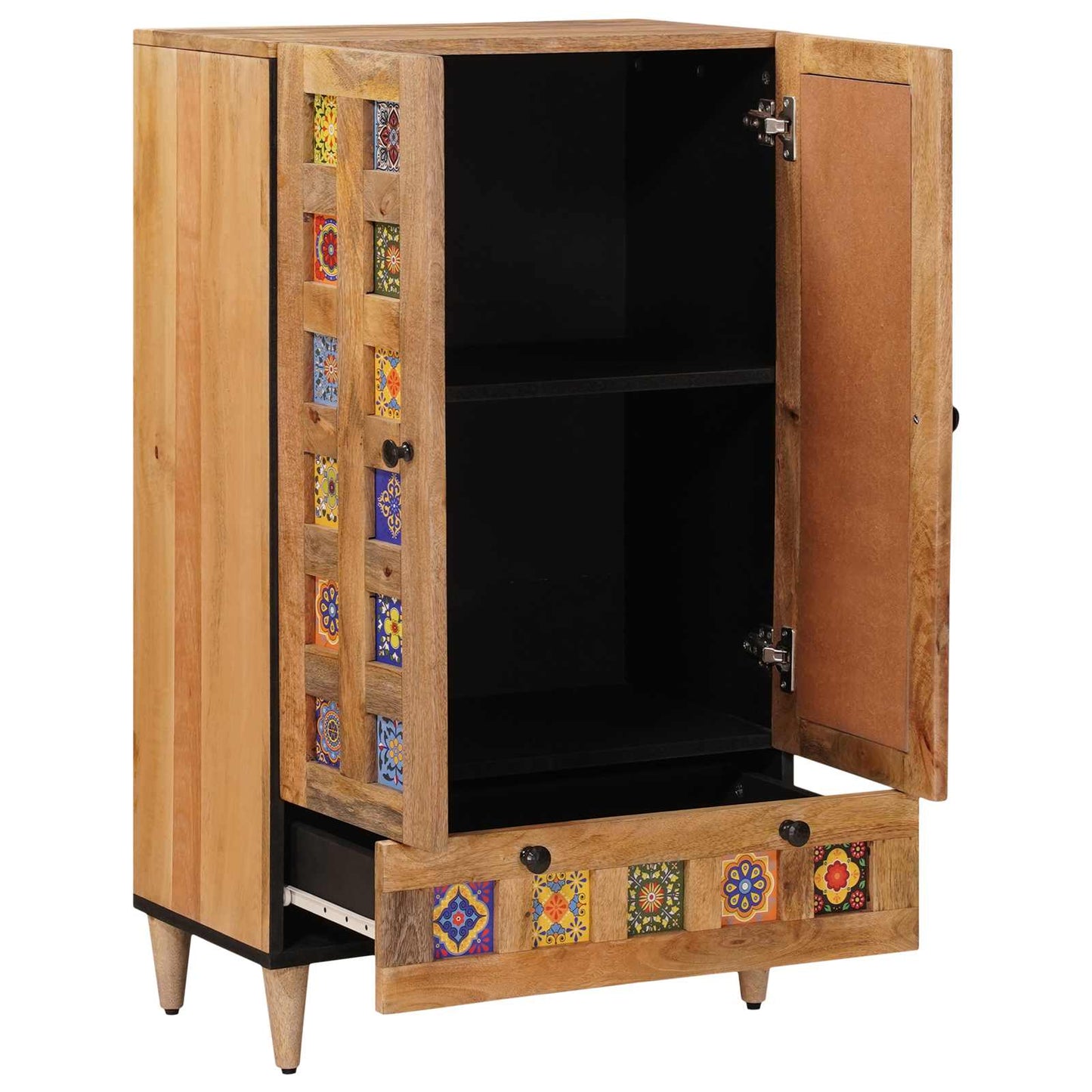 Highboard mit Tür Natur 60 x 33,5 x 100 cm Massivholz Mango