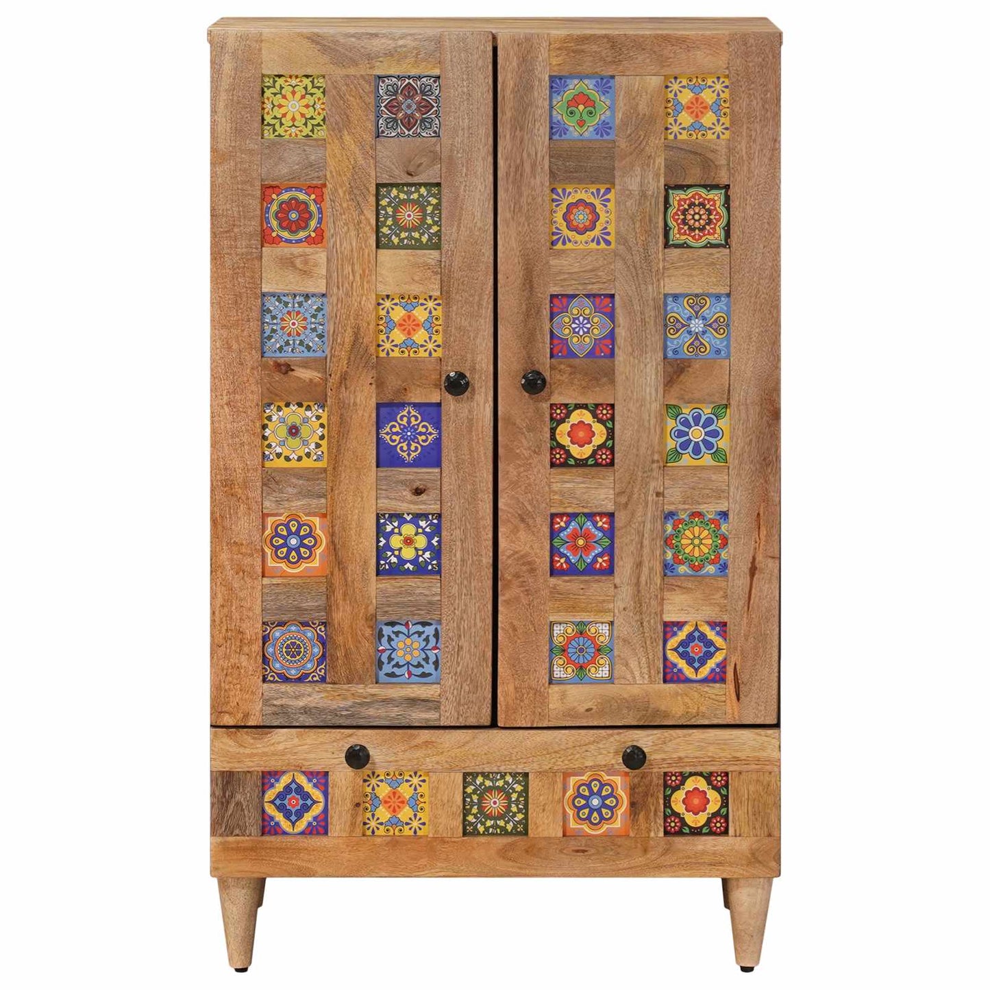 Highboard mit Tür Natur 60 x 33,5 x 100 cm Massivholz Mango