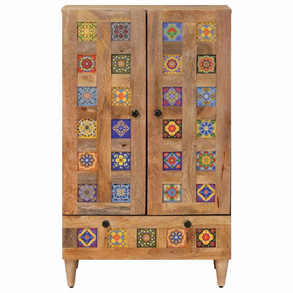 Highboard mit Tür Natur 60 x 33,5 x 100 cm Massivholz Mango