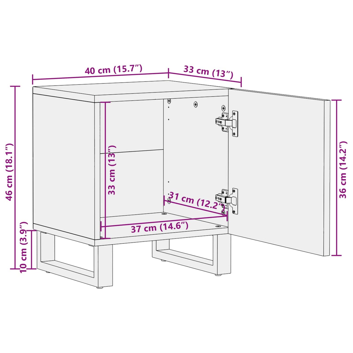 vidaXL Nachttisch Braun 40 x 33 x 46 cm Massivholz Mango