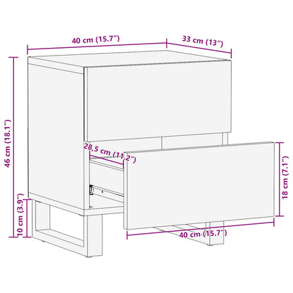 vidaXL Nachttisch 2 pcs Braun 40 x 33 x 46 cm Massivholz Mango