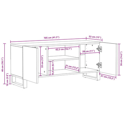 vidaXL TV-Schränk mit Speicher Braun 105 x 33 x 46 cm Massivholz Mango