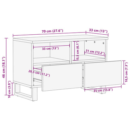 vidaXL TV-Schränk mit Speicher Braun 70 x 33 x 46 cm Massivholz Mango