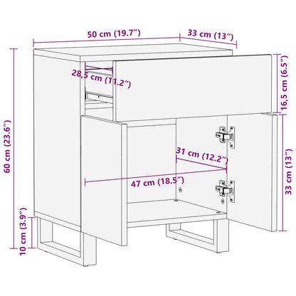 vidaXL Bettkasten Braun 50 x 33 x 60 cm Massivholz Mango