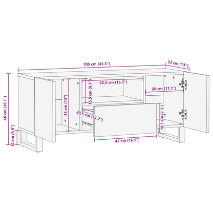 vidaXL TV-Schränk mit Regal Braun 105 x 33 x 46 cm Massivholz Mango