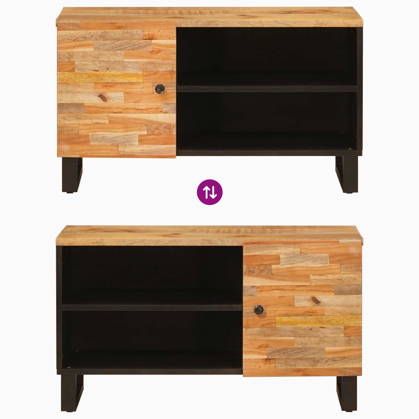 vidaXL TV-Schränk mit Regal Braun 80 x 33 x 46 cm Massivholz Mango