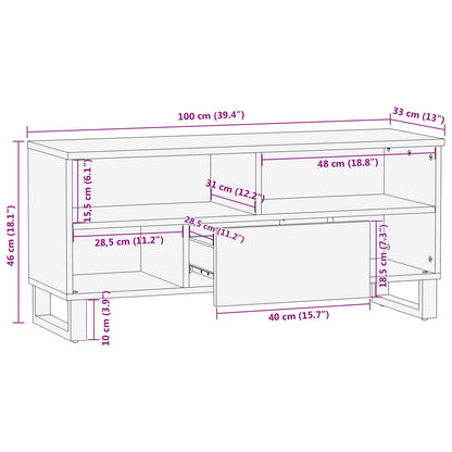vidaXL TV-Schränk mit Regal Braun 100 x 33 x 46 cm Massivholz Mango