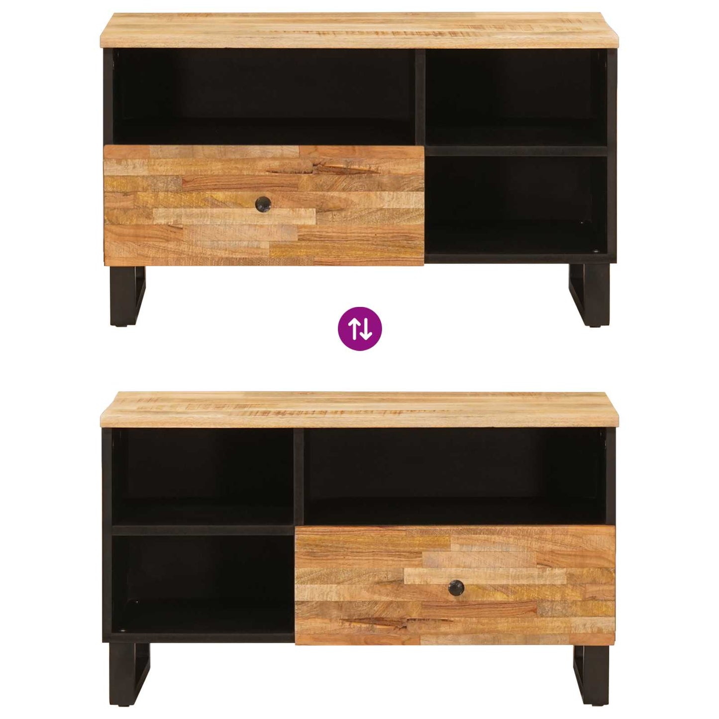 vidaXL TV-Schränk mit Regal Braun 80 x 33 x 46 cm Massivholz Mango
