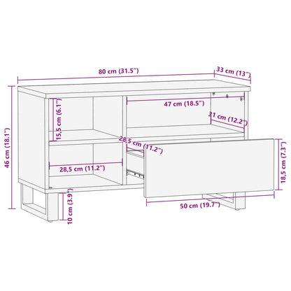 vidaXL TV-Schränk mit Regal Braun 80 x 33 x 46 cm Massivholz Mango