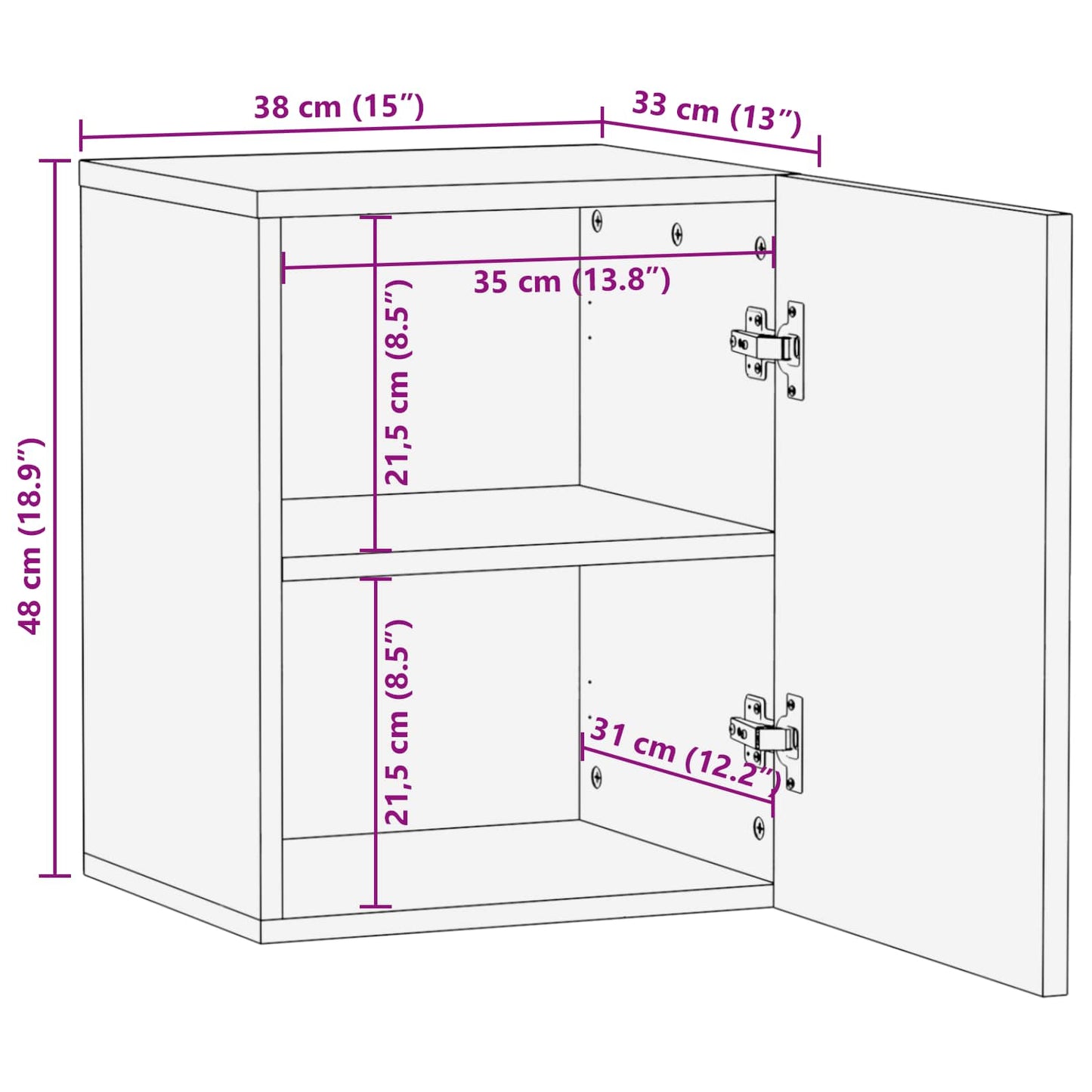 vidaXL Badezimmer Hängeschrank Natur 38 x 33 x 48 cm Massivholz Mango
