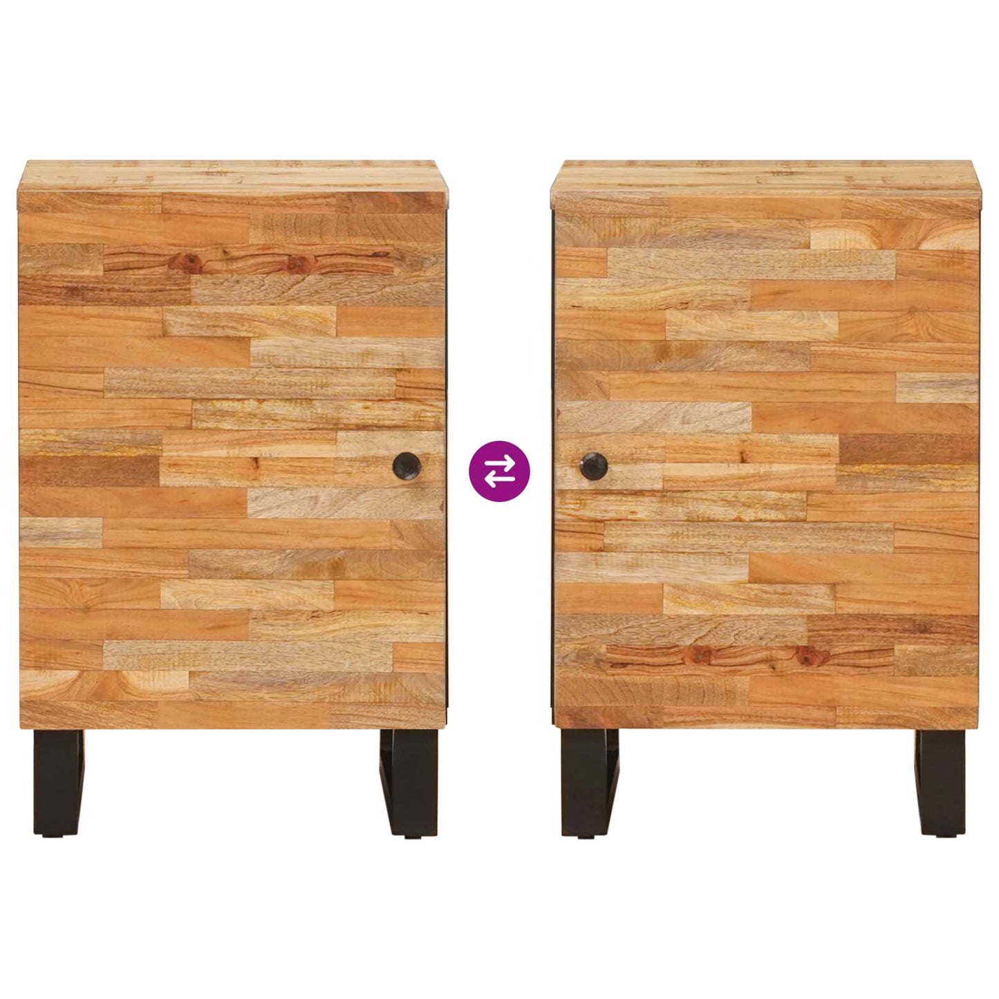 vidaXL Badezimmerschrank Natur 38 x 33 x 58 cm Massivholz Mango