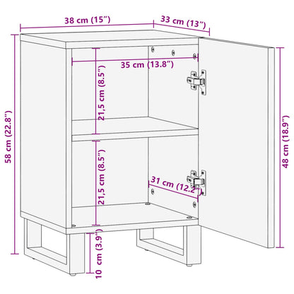 vidaXL Badezimmerschrank Natur 38 x 33 x 58 cm Massivholz Mango