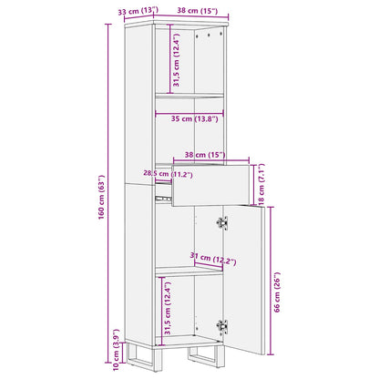 vidaXL Badezimmerschrank mit Schubladen Artisan-Eiche 38 x 33 x 160 cm
