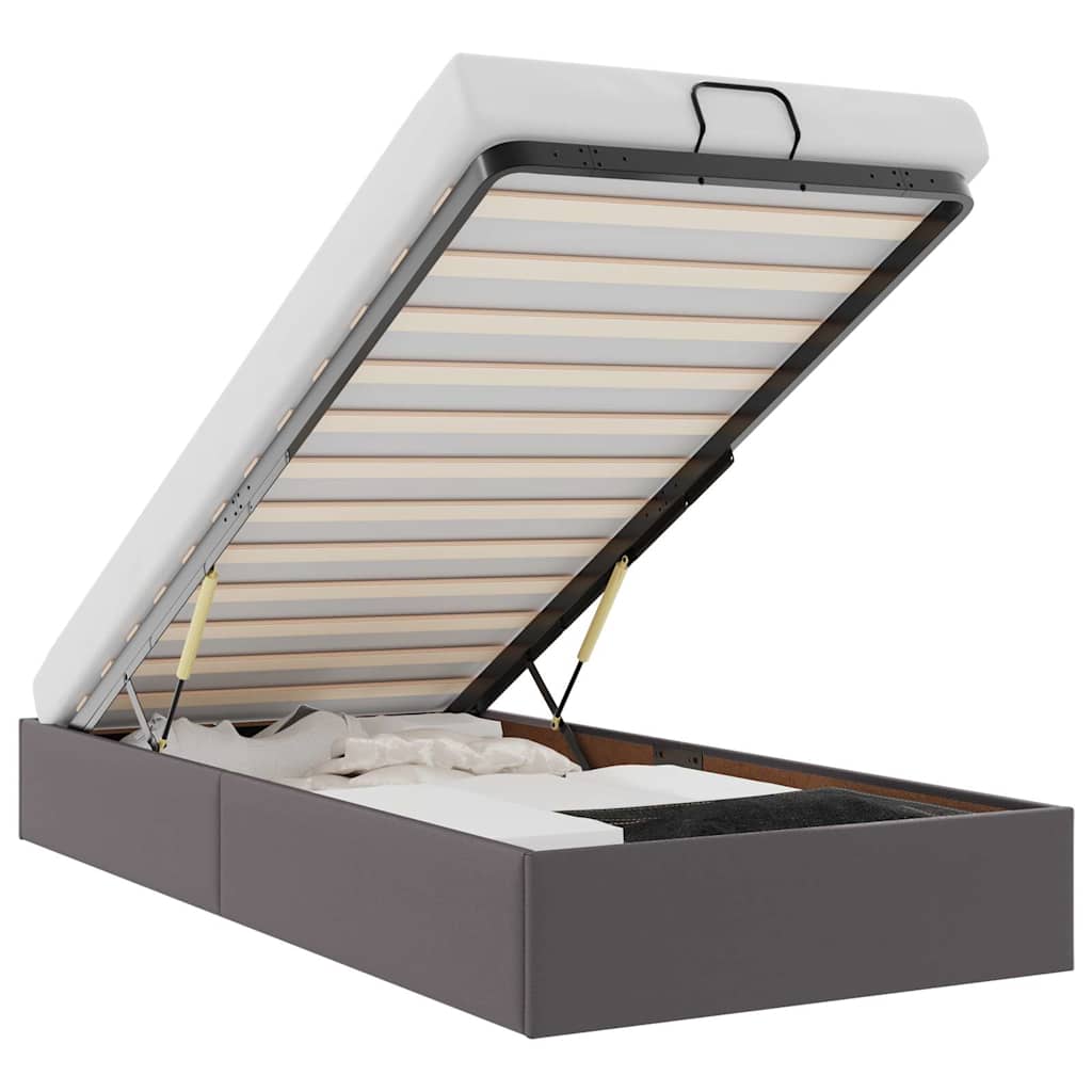 Ottoman-Bett ohne Matratze Grau 80x200 cm Kunstleder